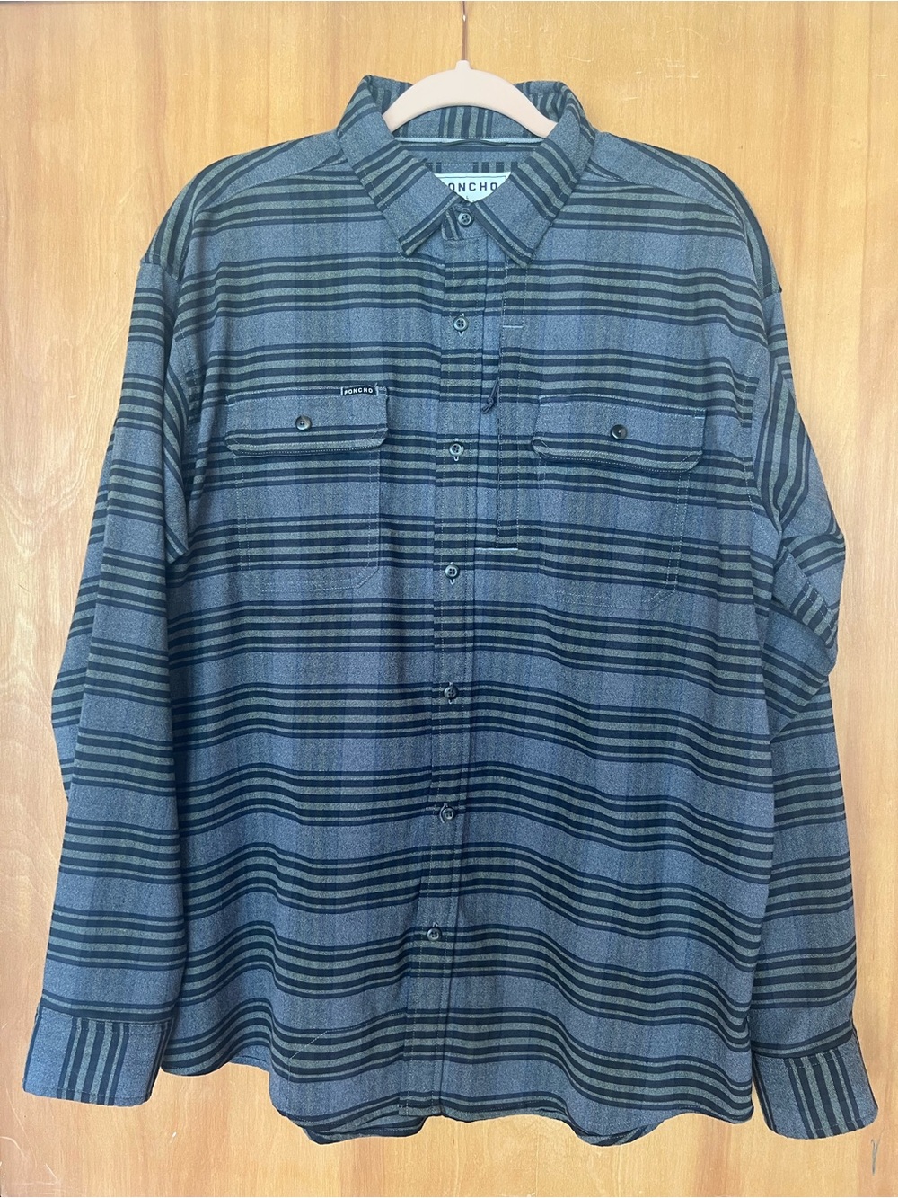 Poncho Outdoors- Black stripe on grey (Midweight Performance Flannel)